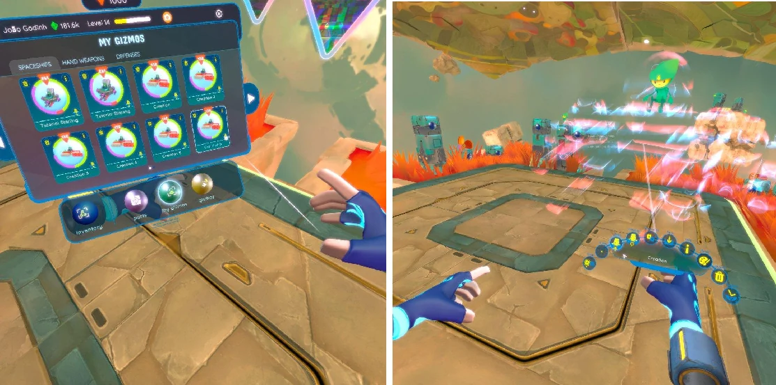 Two ways to test a gizmo: the inventory's Test Gizmo button and the scanned gizmo's Test action