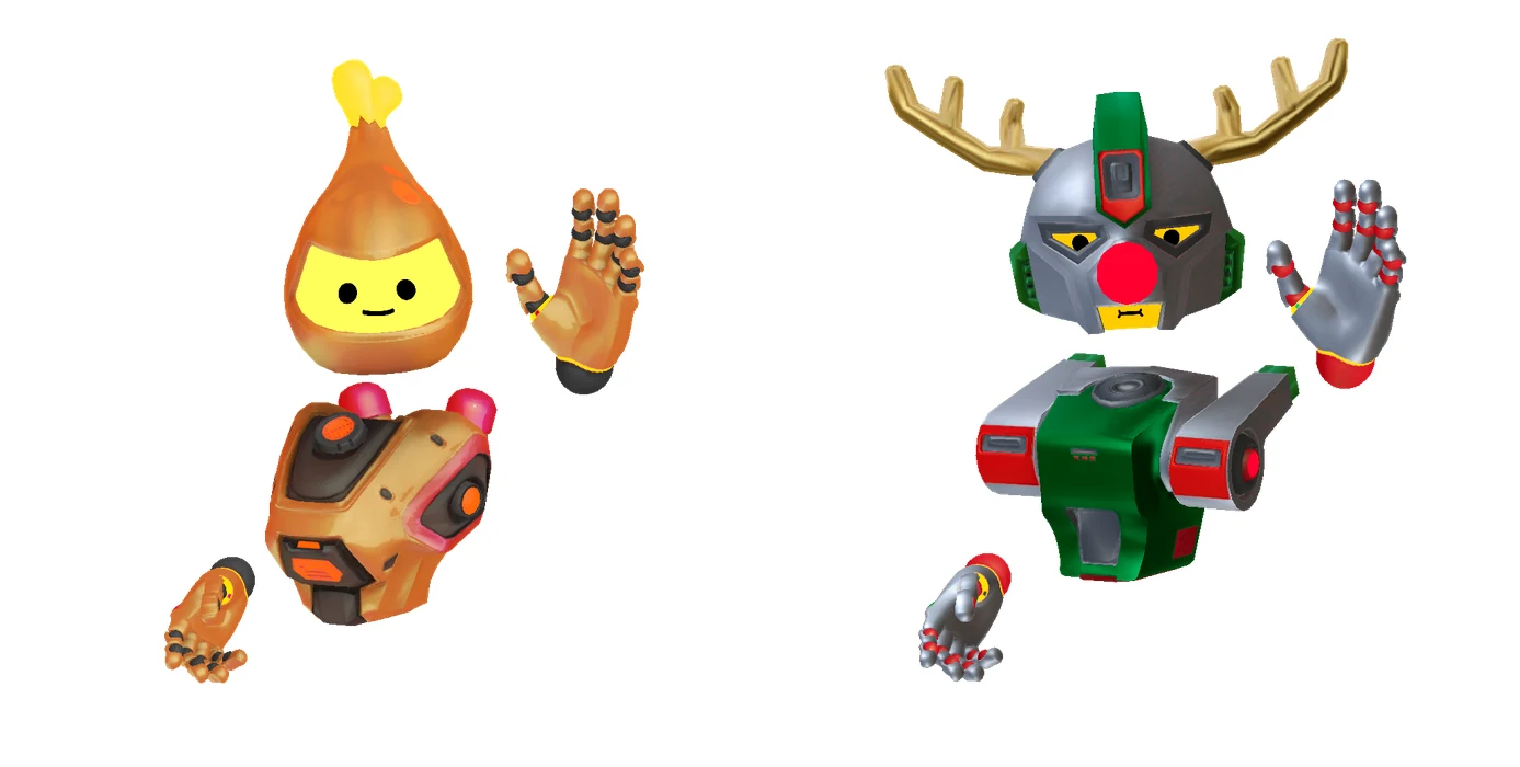 The turkey-themed Gobblerator and reindeer-themed Iron Prancer holiday avatars