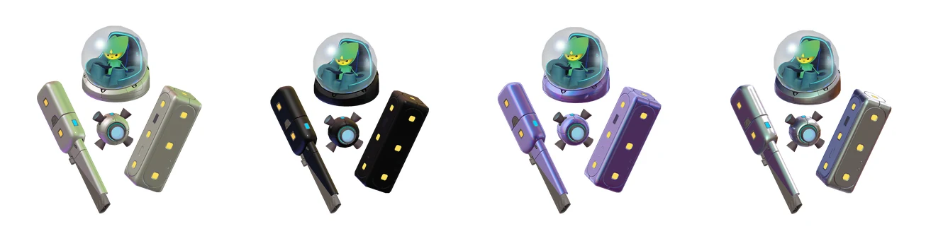 Four new objective reward paints shown on avatars and building parts